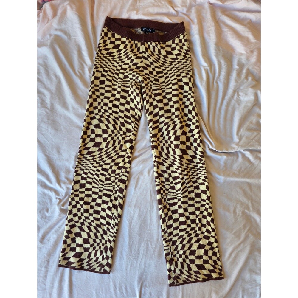 Motel Rocks high-waisted checkerboard trousers